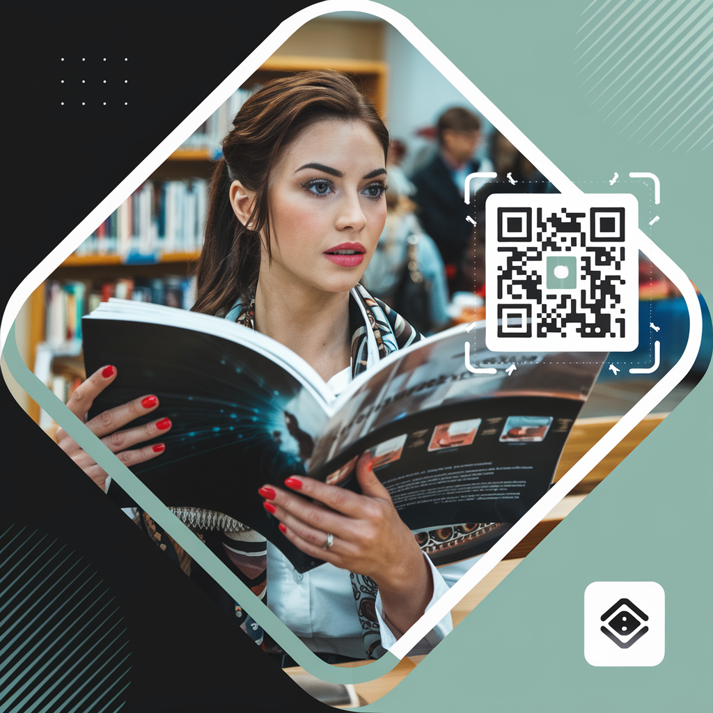 Person reading with QR code