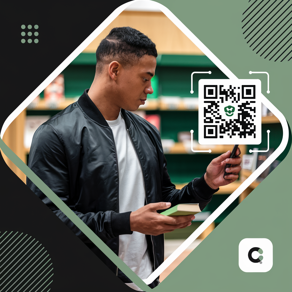 Person scanning QR code in store